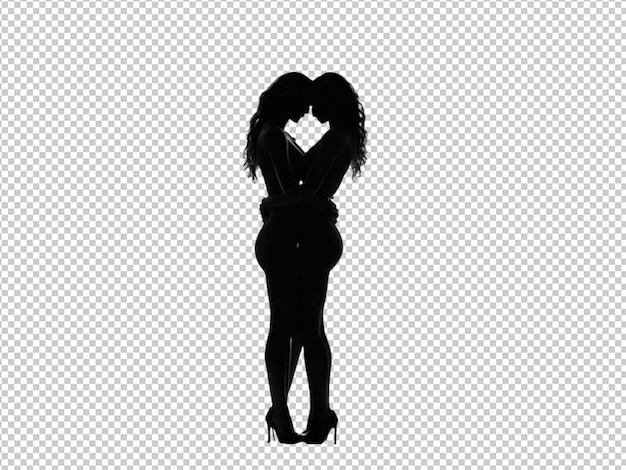 Psd of a silhouette of a two women hugging women39s day concept
