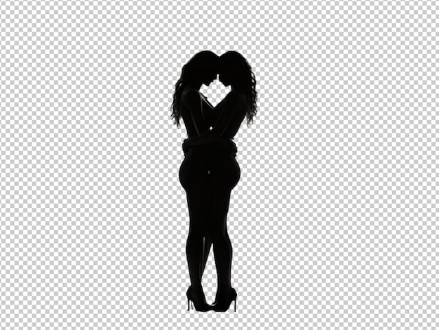 PSD psd of a silhouette of a two women hugging women39s day concept