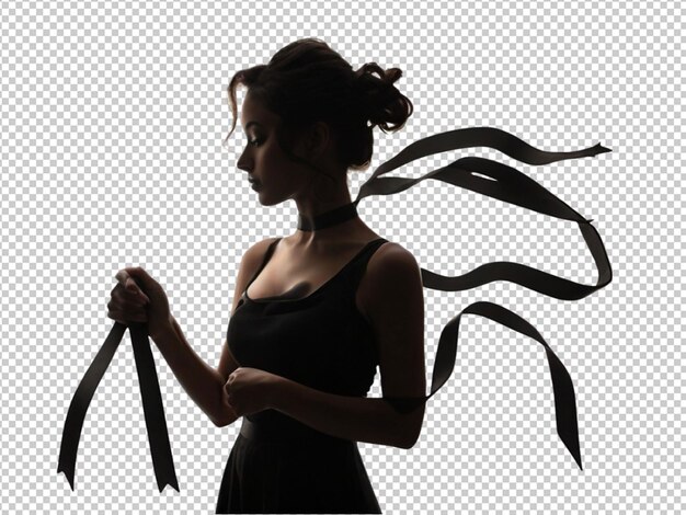 PSD psd of a silhouette of a women holding ribbon women day concept