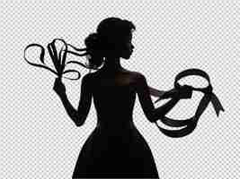 PSD psd of a silhouette of a women holding ribbon women day concept