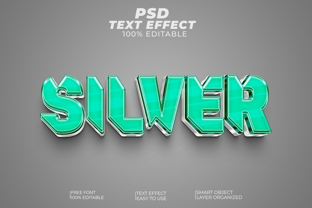 Psd silver 3d text effect style