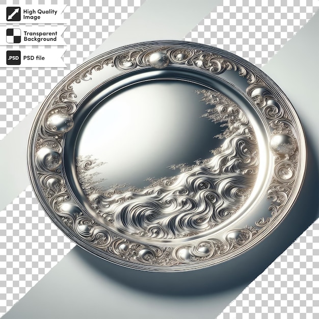 PSD psd silver plate crockery realistic photograph on transparent background