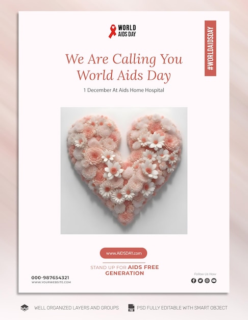 PSD psd-sjabloon flyer wereld aidsdag post op sociale media