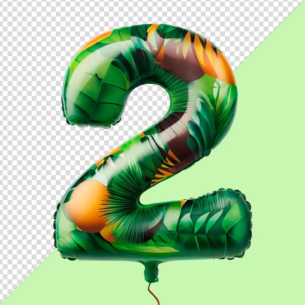 Psd-sjabloon nummer twee gemaakt van jungle getextureerde gelukkige verjaardagsballon