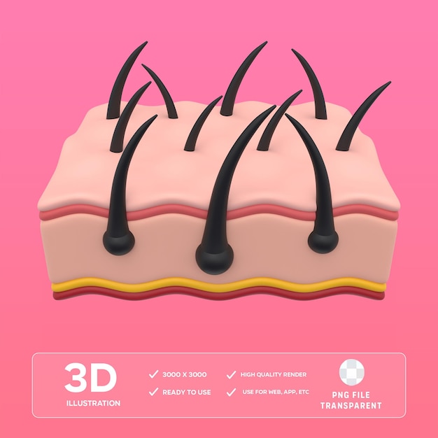PSD Skin Hair 3D Ilustracja