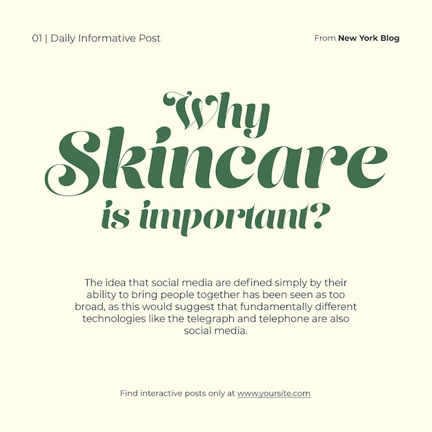 PSD Skincare для социальных сетей Instagram Пост и дизайн шаблона продажи