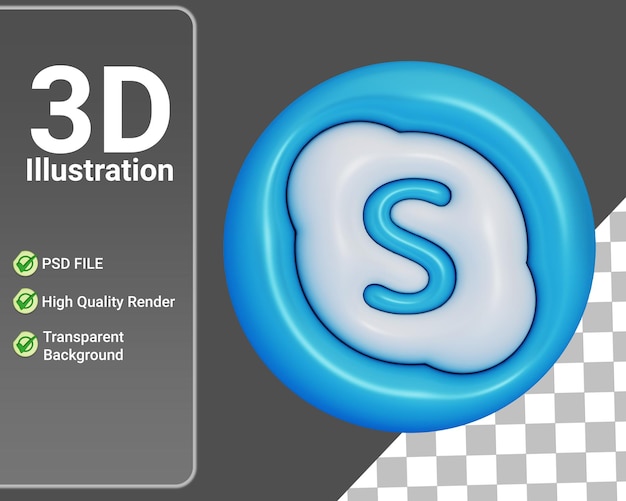 分離されたリアルな 3 d 円の psd skype ロゴ