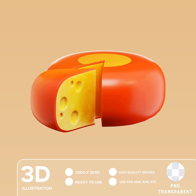 PSD psd slice of cheese 3d illustration