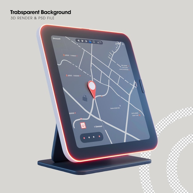 Psd smart gps map element isolated 3d object