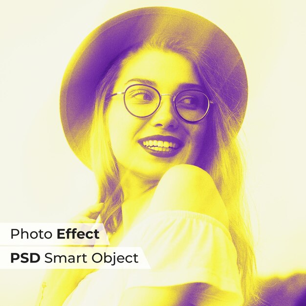 Psd smart object aura poster photo effect template