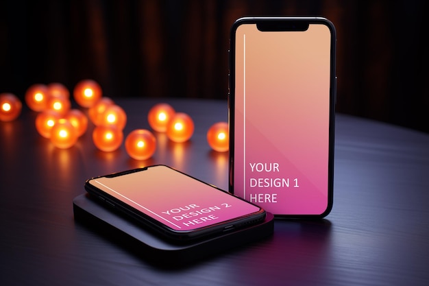 PSD psd smartphone screen single mockup on abstract 3d background