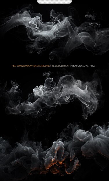 PSD psd smoke isolated on transparent black background