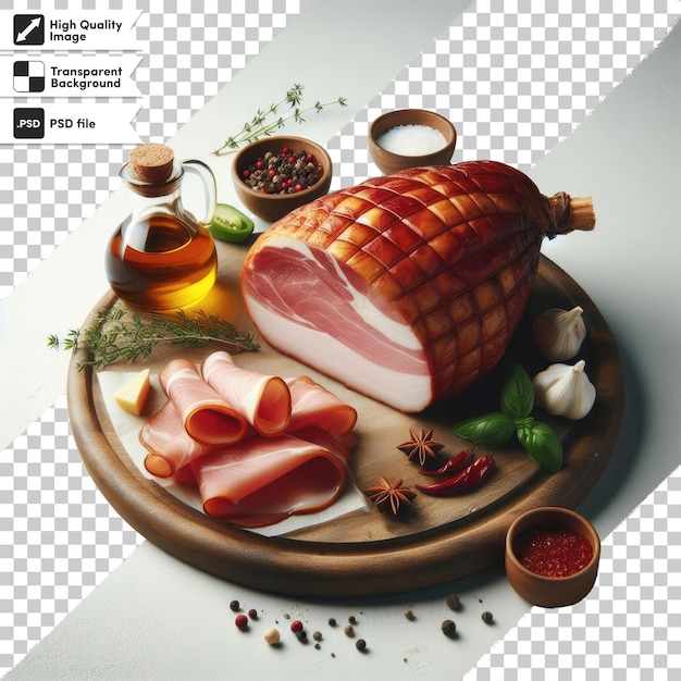 PSD psd smoked pork ham alone on transparent background with editable mask layer