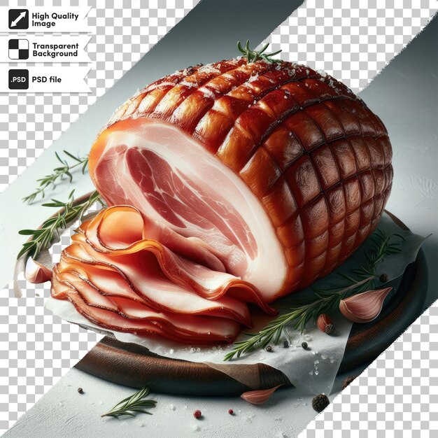 Psd smoked pork ham alone on transparent background with editable mask layer