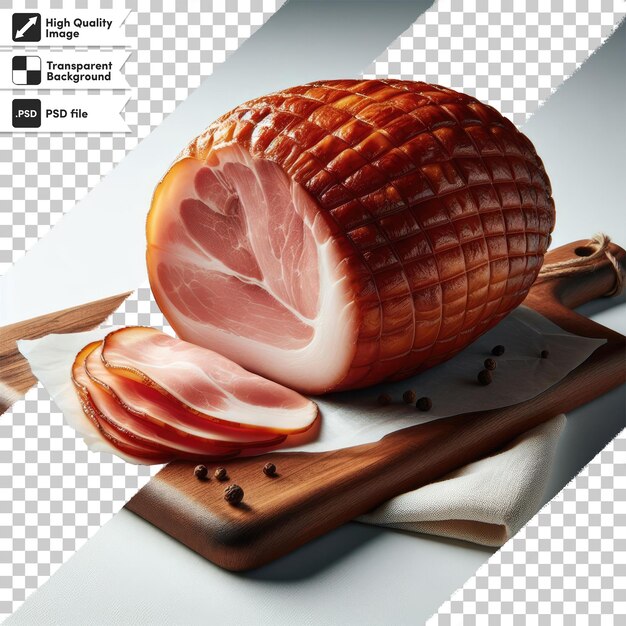 Psd smoked pork ham alone on transparent background with editable mask layer