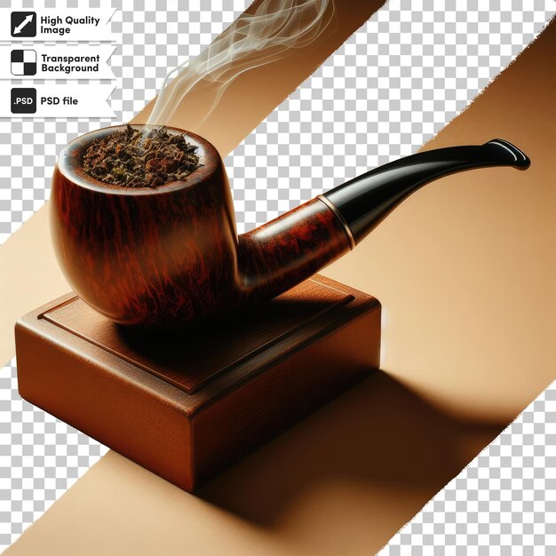 Psd smoking pipe with smoke on transparent background with editable mask layer
