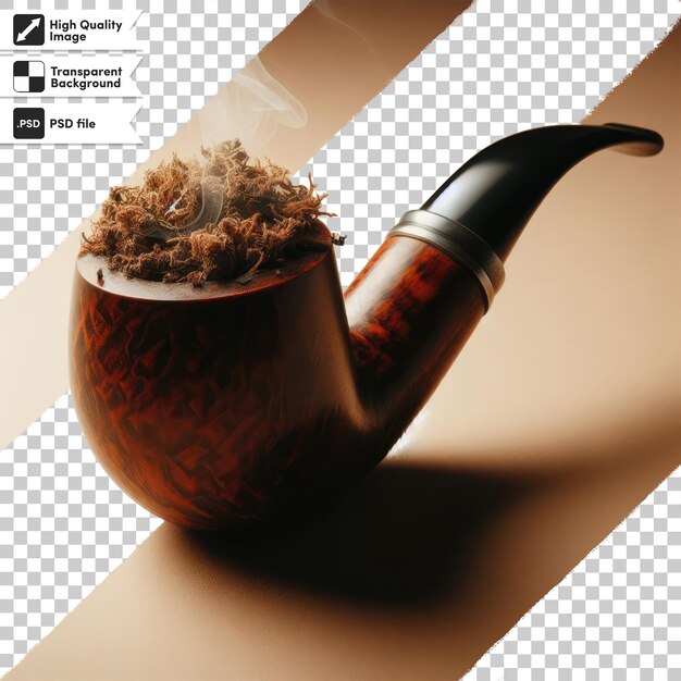 Psd smoking pipe with smoke on transparent background with editable mask layer