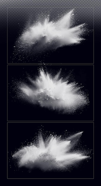 PSD psd snow powder white explosion or snowflakes clouds and transparent background