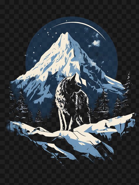 Psd Snowy Mountain Peak Z Wilkiem Cool Blues And Whites Dark C Template Clipart Tattoo Design