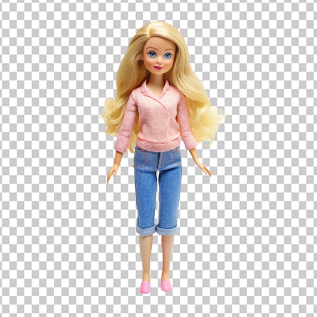 PSD psd of a so cute barbie doll full body view on transparent background
