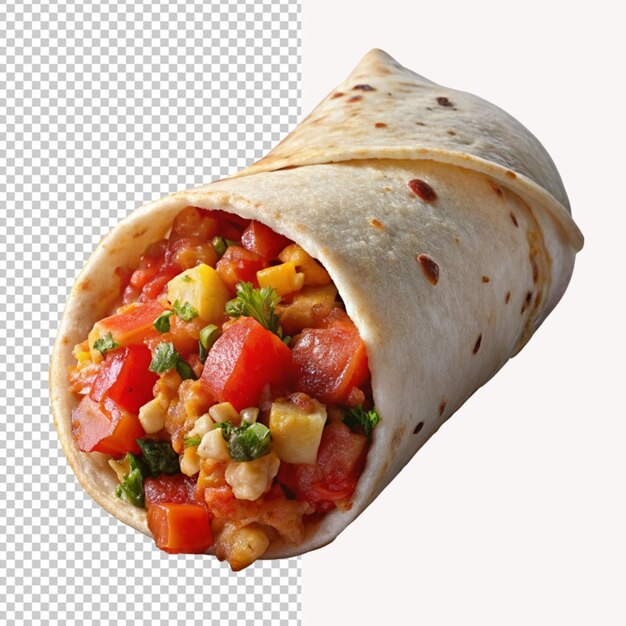 Psd di un burrito da colazione così delizioso con salsa su uno sfondo trasparente