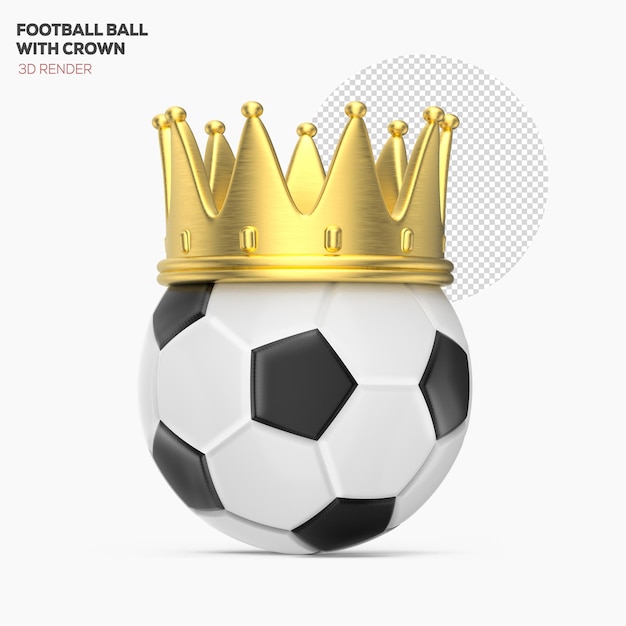 PSD psd soccer ball with golden crown 3d render realistic