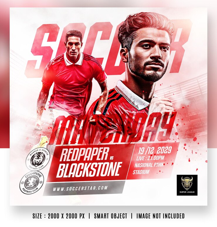 PSD soccer sports football matchday flyer and social media post banner instagram templates