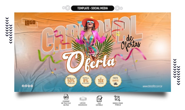 Psd social media de carnaval carnaval de ofertas