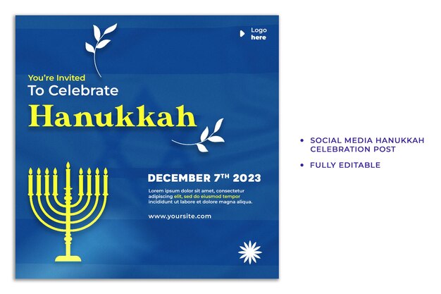 Psd social media celebrazione di hanukkah post