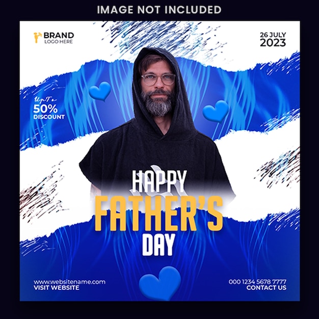 PSD social media happy father day flyer event sale post banner web template