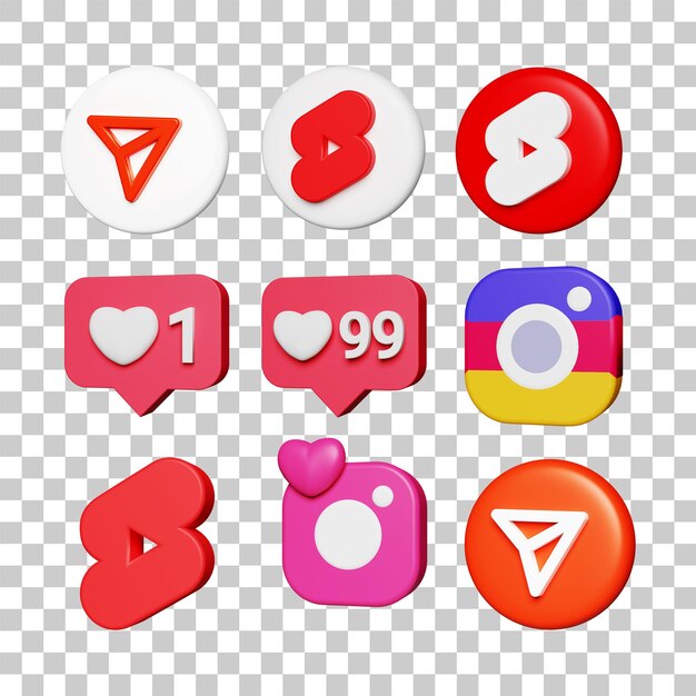 PSD psd social media icon collection 3d