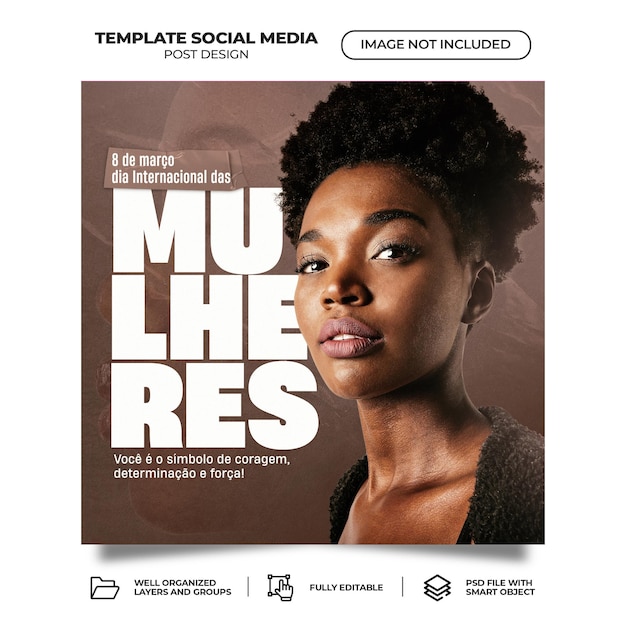 Psd social media international women's day feed instagram template brazil portuguese