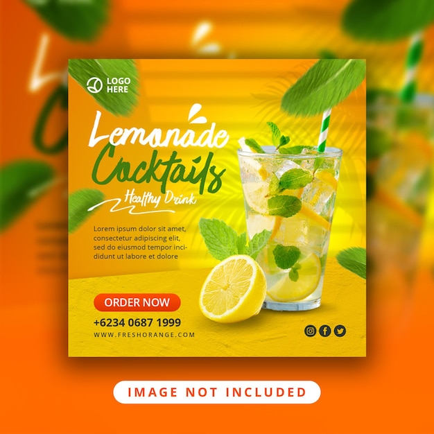 PSD Social Media Lemon Drink Template