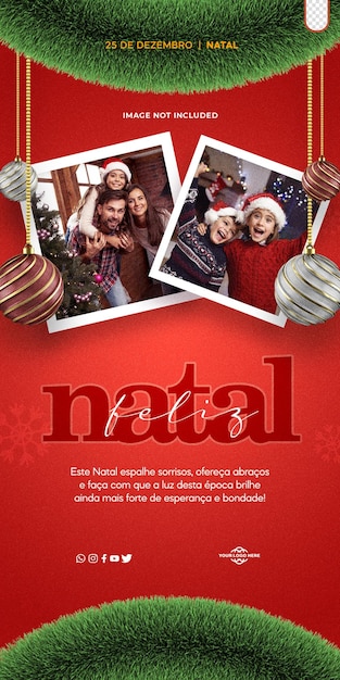 Psd 소셜 미디어 마케팅 템플릿 3d 포르투갈어로 크리스마스 축하 브라질에서 페플레스 나탈