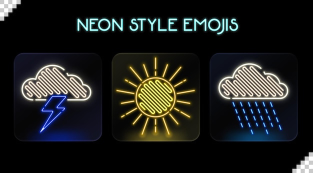 PSD emoji al neon in stile social media psd