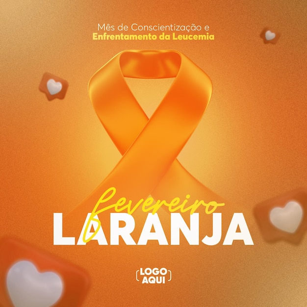 PSD psd social media orange februari 3d realistisch lint leukemie preventie en zorg