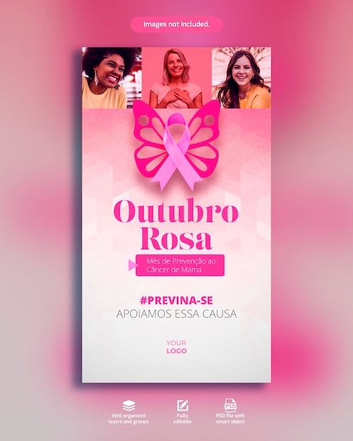 PSD psd social media rosa ottobre cancro al seno prenditi cura della campagna rosa modello instagram storia 01