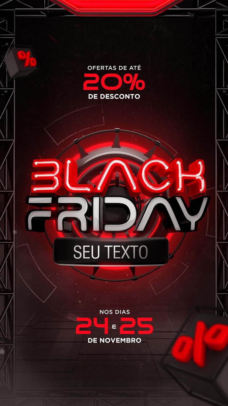 PSD psd social media post story black friday 3d render for instagram with super offers and promotions