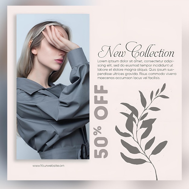 PSD psd social media post template kolekcja instagram staff pic dress katalog mody z liśćmi sh