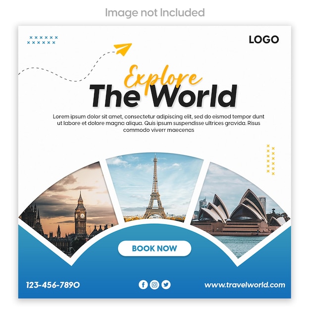 PSD social media post template for travel agency