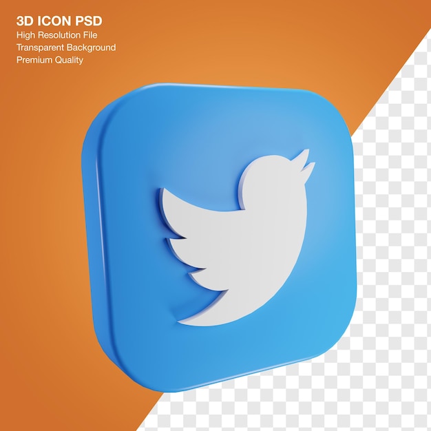 Psd Social Media Twitter Logo Na 3d Kwadratowej Ikonie