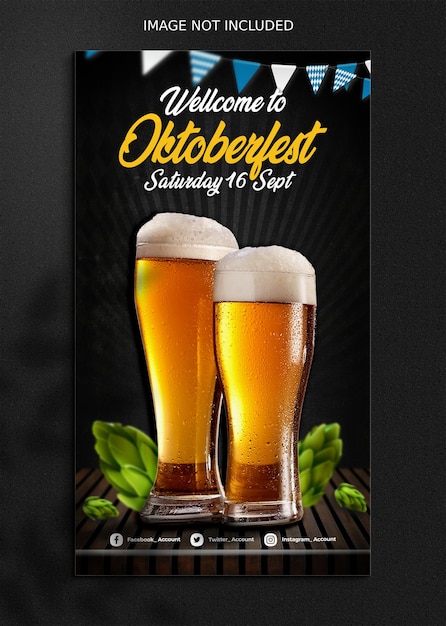 Psd social media verhaal voor oktoberfest bierfestival en verticale banners