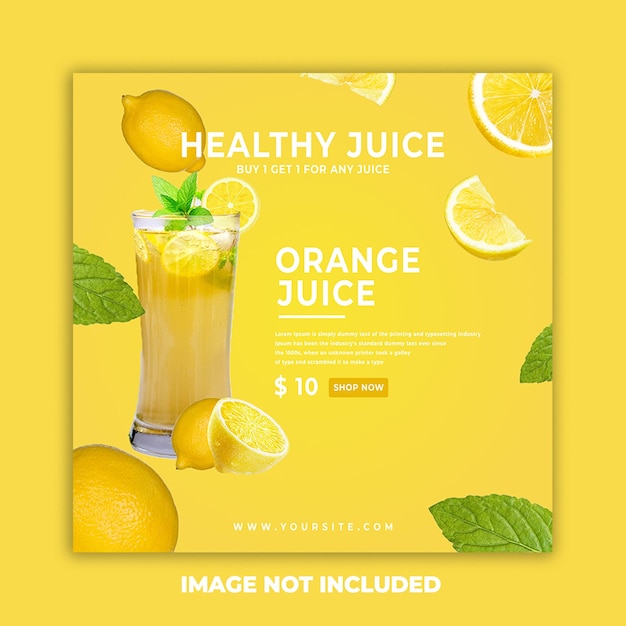 PSD psd sok pomarańczowy napój menu szablon postu w mediach społecznościowych
