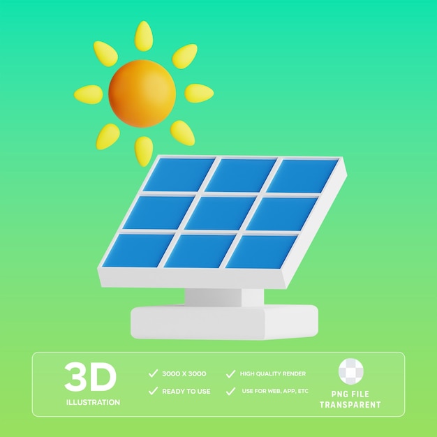 PSD ソーラーパネル 3D イラスト
