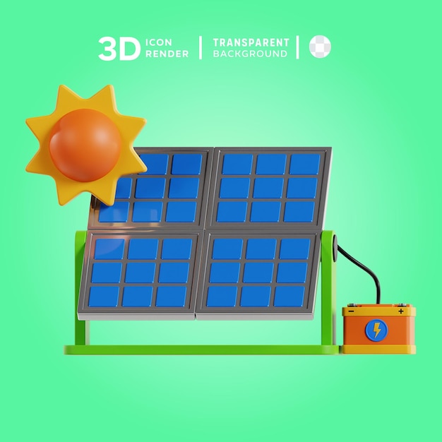 PSD illustrazione 3d del pannello solare psd