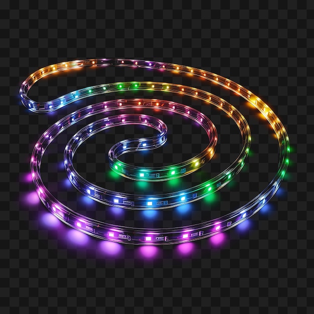 PSD psd of solar powered led strip lights with rgb color flexible wire collage y2k clipart cyber tech