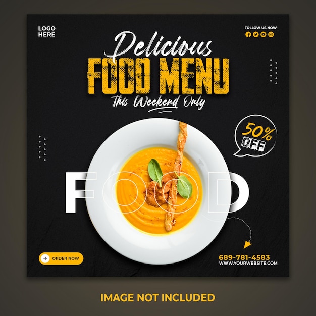 PSD スープ ボウル ソーシャル メディア食品バナー広告デザイン テンプレート
