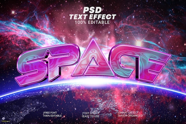 PSD psd space edytowalny efekt stylu tekstu 3d