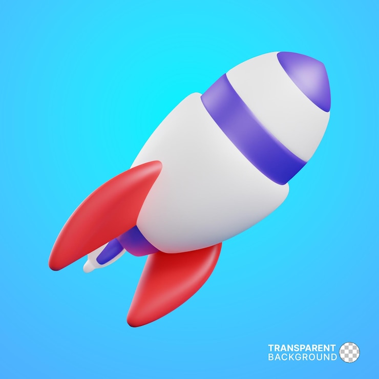 PSD икона ракеты космического корабля psd изолирована 3d-илюстрация