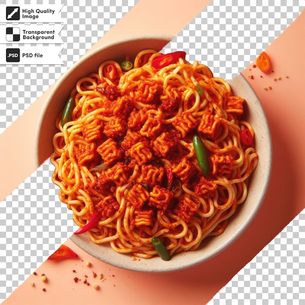 PSD psd spaghetti with tomato sauce and basil on transparent background